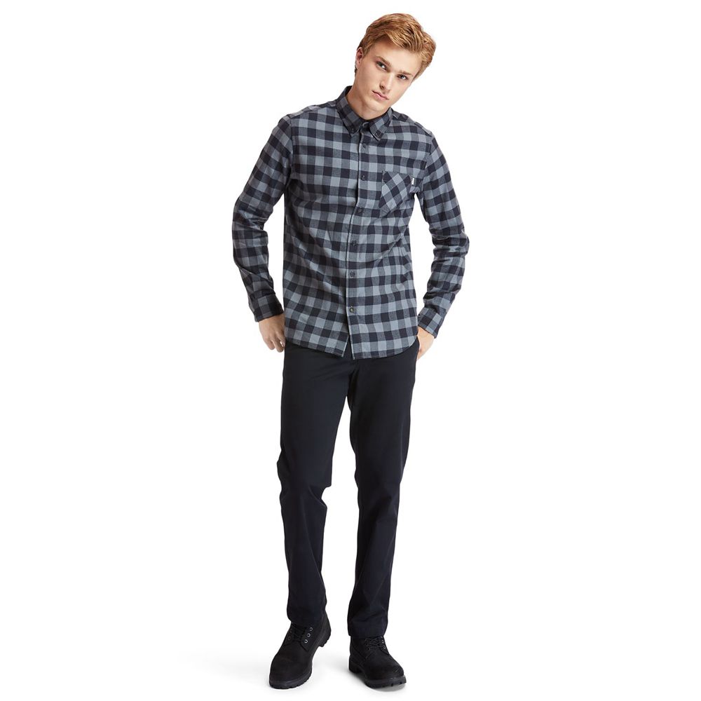 Timberland Πουκαμισα Ανδρικα Γκρι - Nashua River Long-Sleeve Flannel Check - Greece 6943825-EI